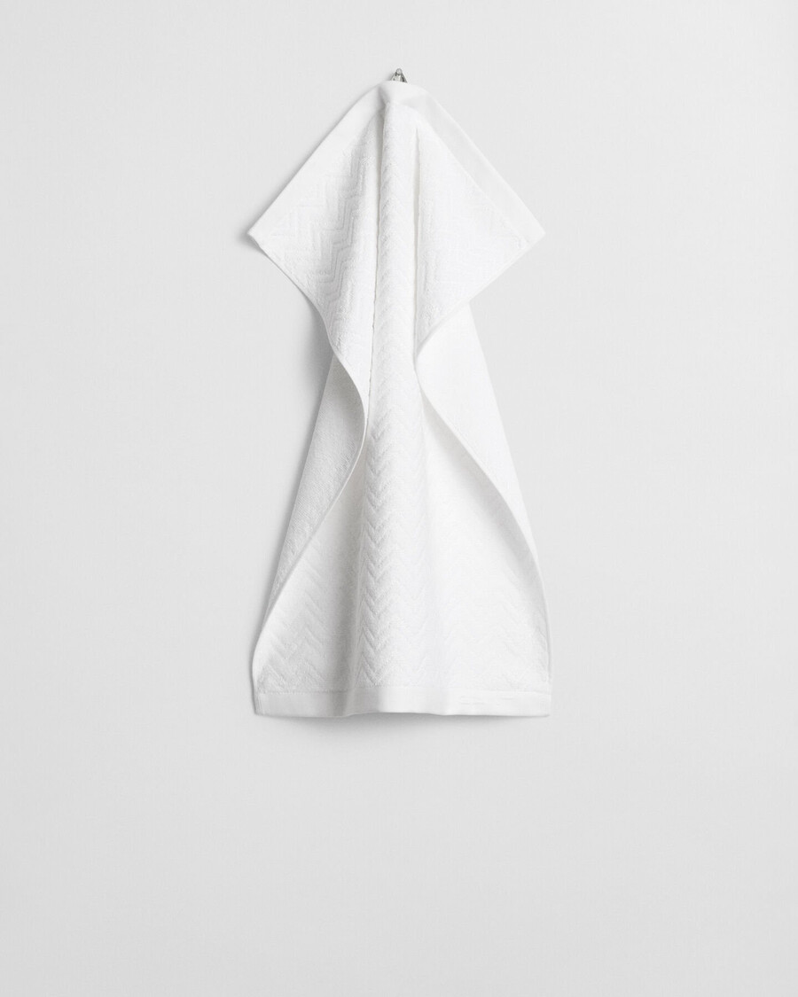 jacquard handdoek met visgraatpatroon 50x70 cm - wit