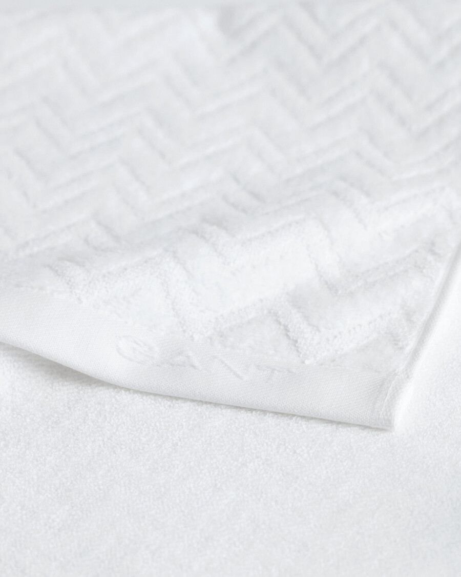 jacquard handdoek met visgraatpatroon 50x70 cm - wit