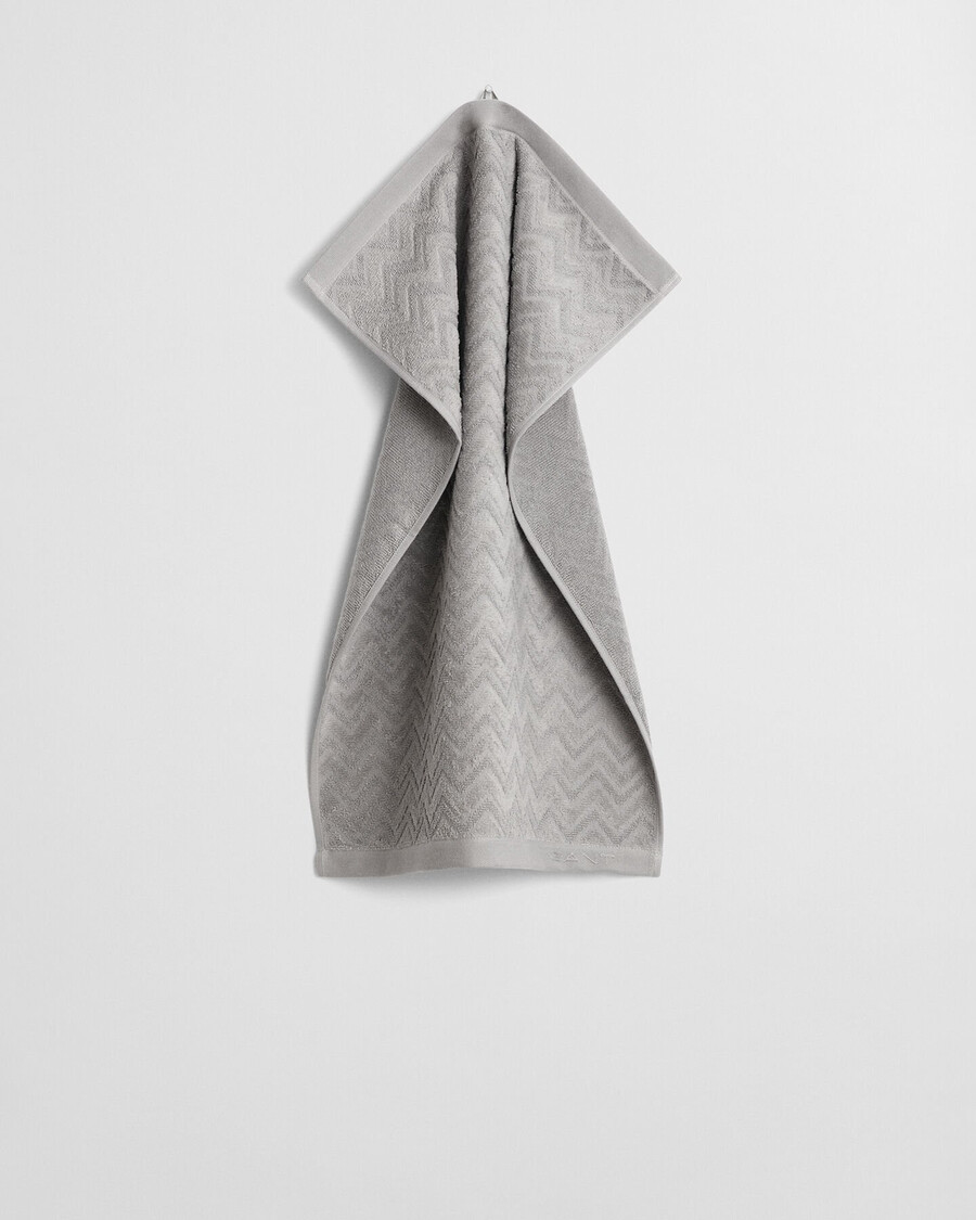 jacquard handdoek met visgraatpatroon 50x70 cm - betongrijs