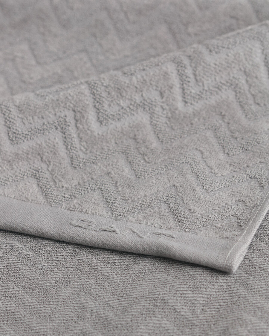 jacquard handdoek met visgraatpatroon 50x70 cm - betongrijs