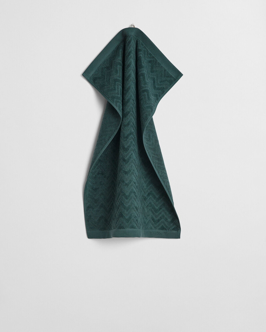 jacquard handdoek met visgraatpatroon 50x70 cm - tartan groen