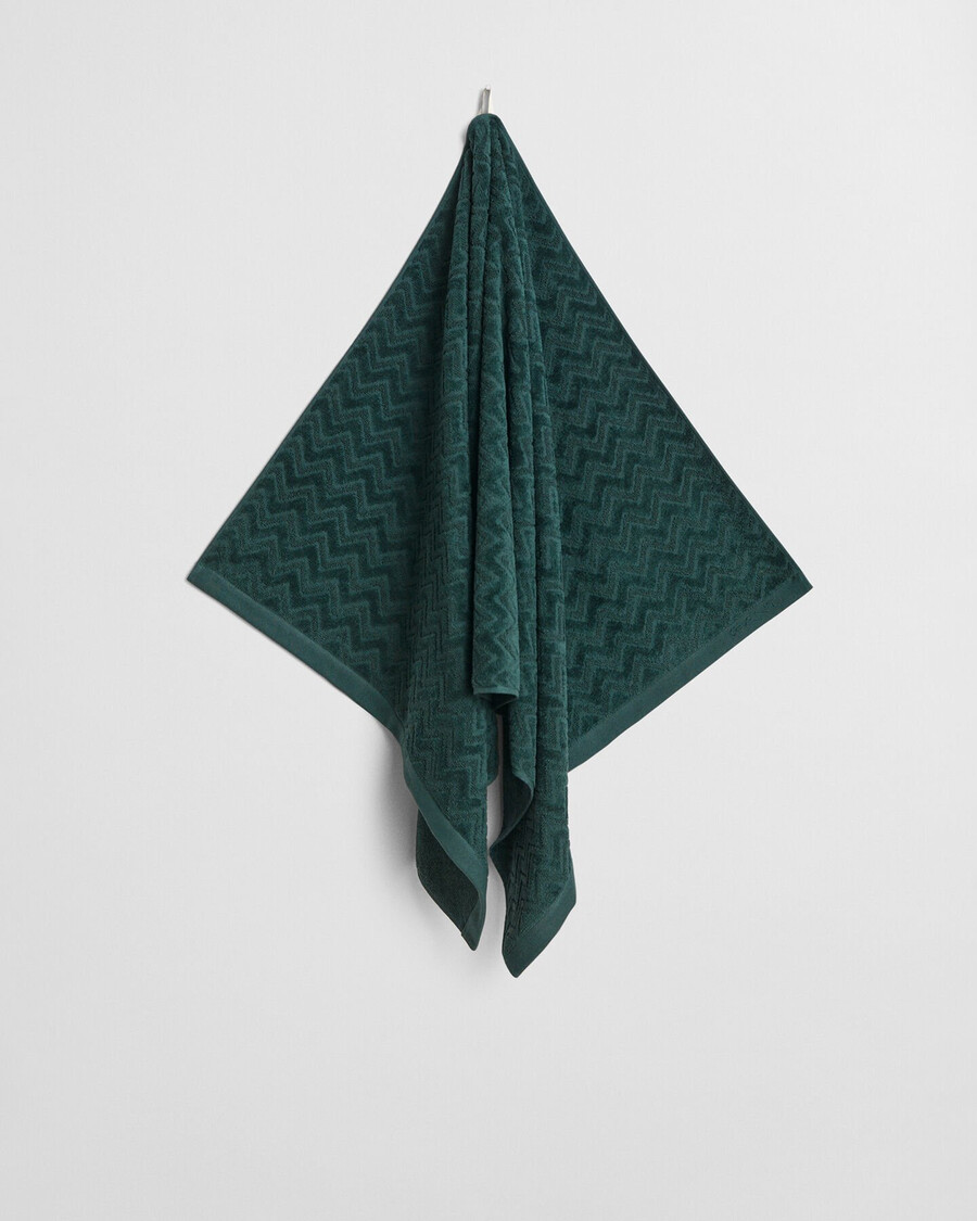 jacquard handdoek met visgraatpatroon 70x140 cm - tartan groen