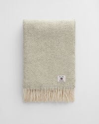 visgraat wollen plaid - lichtgrijs