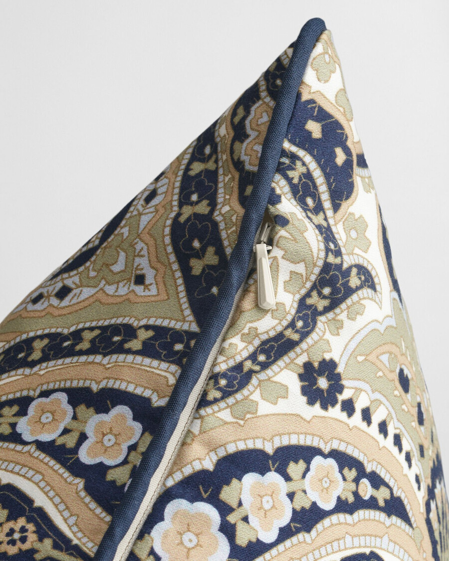 kussen met satijnen paisley-print - marine
