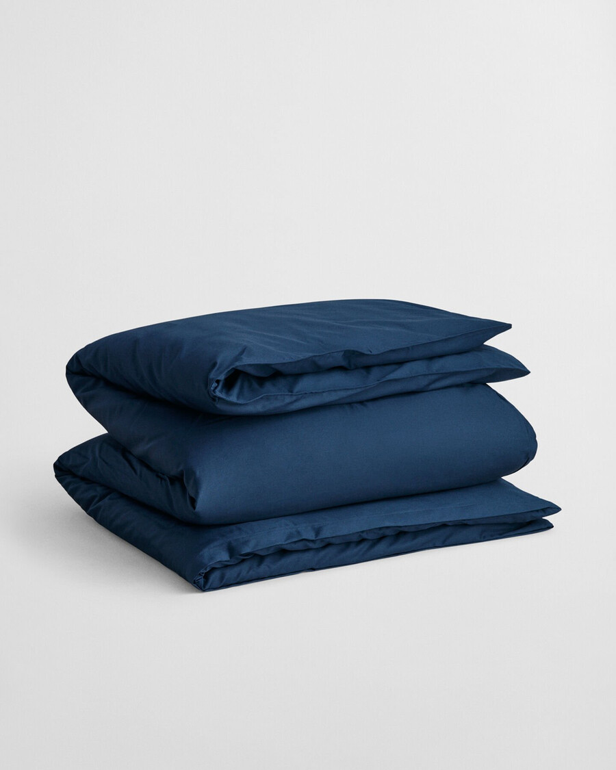 satijnen tweepersoons dekbed - marineblauw