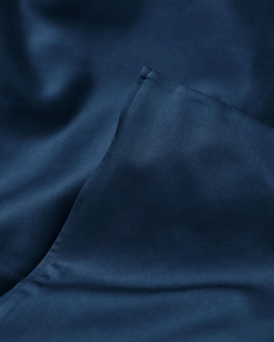 satijnen tweepersoons dekbed - marineblauw