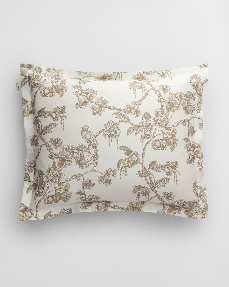 kussensloop met boomprint - taupebeige