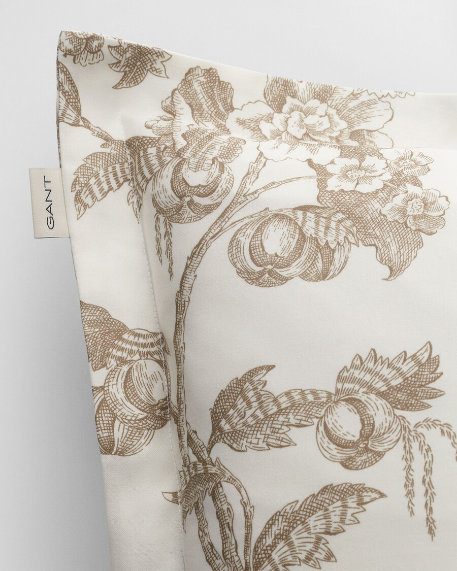 kussensloop met boomprint - taupebeige