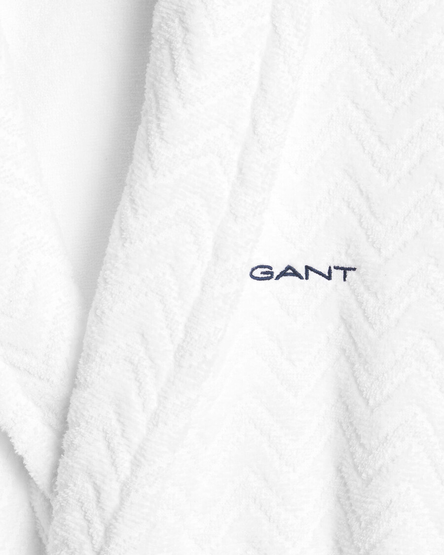 jacquard badjas met visgraatmotief - wit