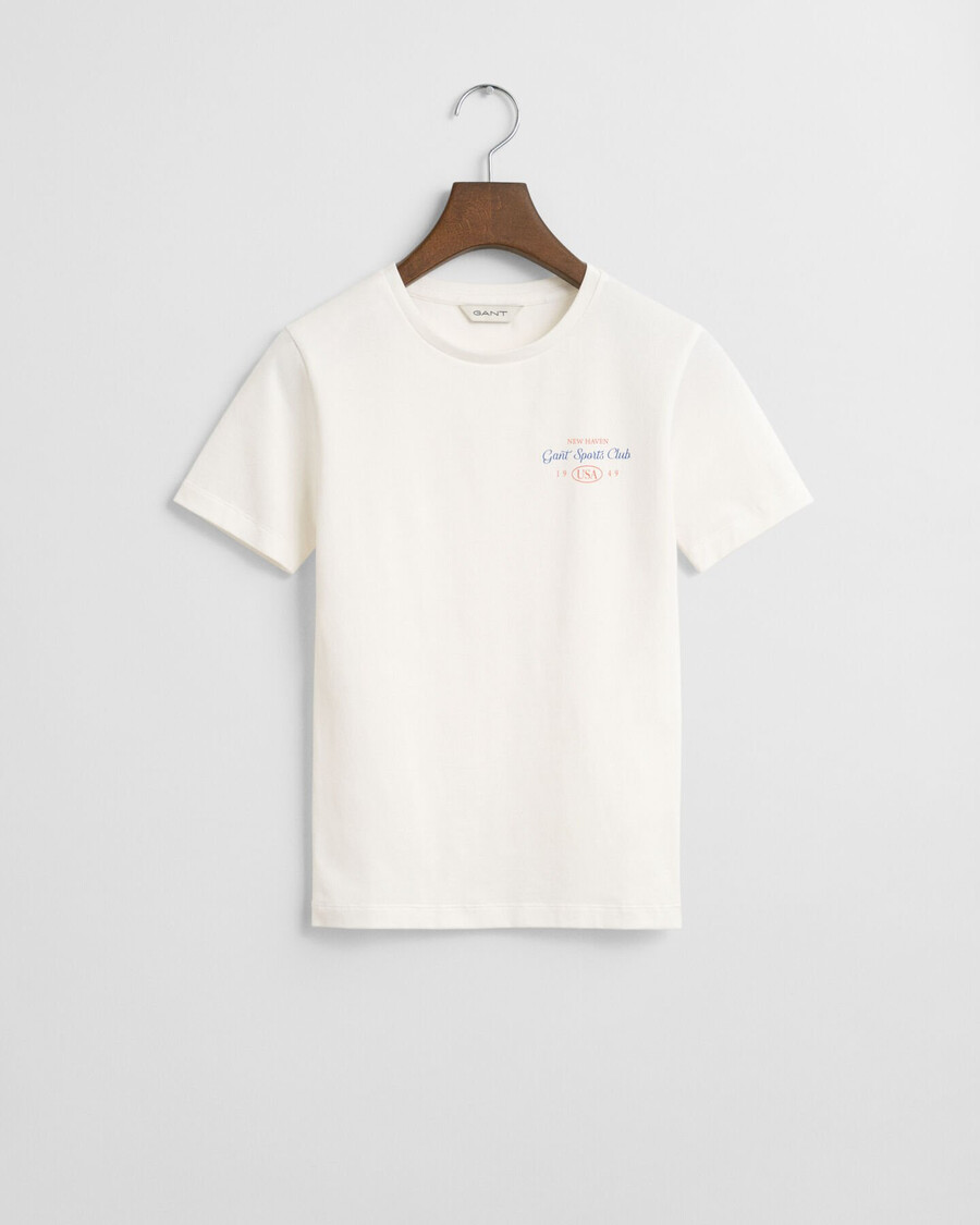 t-shirt met grafische print van een sportclub voor tienermeisjes - eggshell