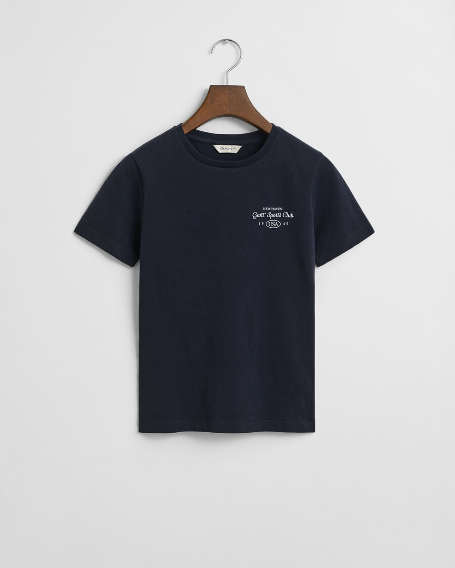 t-shirt met grafische print van een sportclub voor tienermeisjes - avondblauw