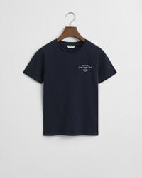 t-shirt met grafische print van een sportclub voor tienermeisjes - avondblauw