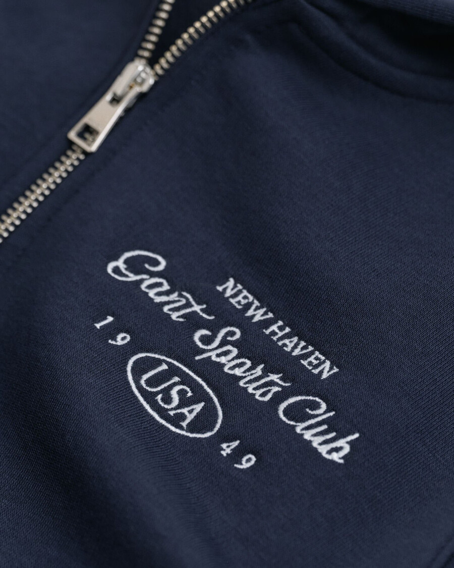 hoodie met halve rits en grafische print van een sportclub voor tienermeisjes - avondblauw