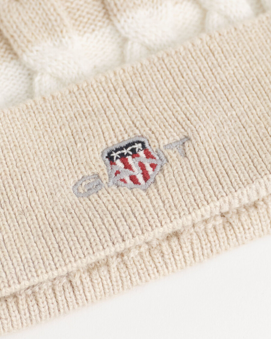 baby shield gestreepte kabelmuts - lichtbeige melange