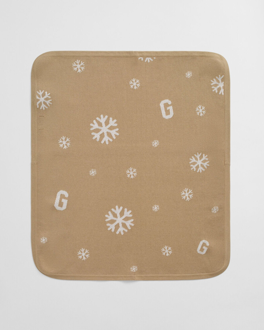 babydekentje met sneeuwvlokjes- en g-print - donker kaki