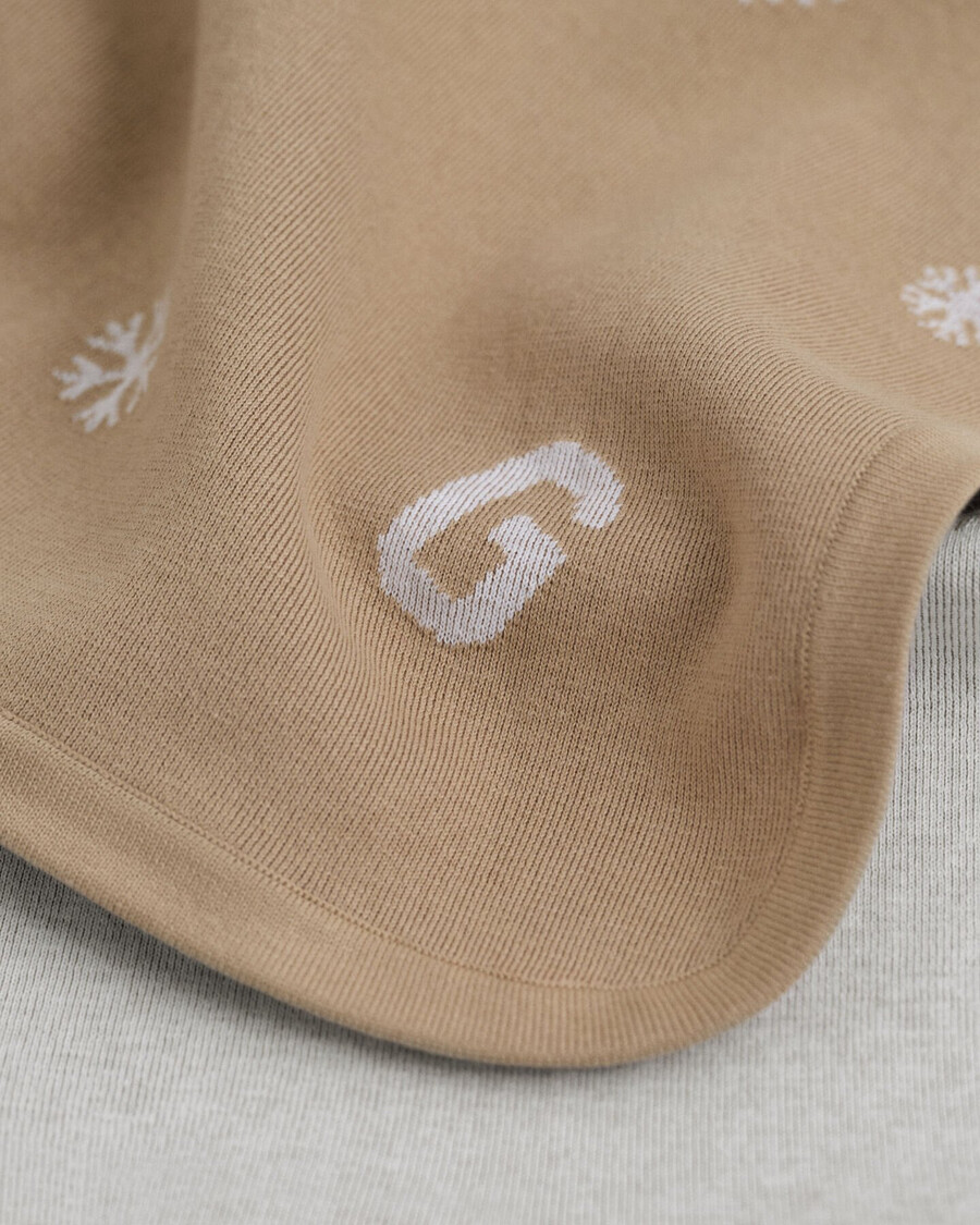 babydekentje met sneeuwvlokjes- en g-print - donker kaki