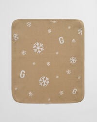 babydekentje met sneeuwvlokjes- en g-print - donker kaki