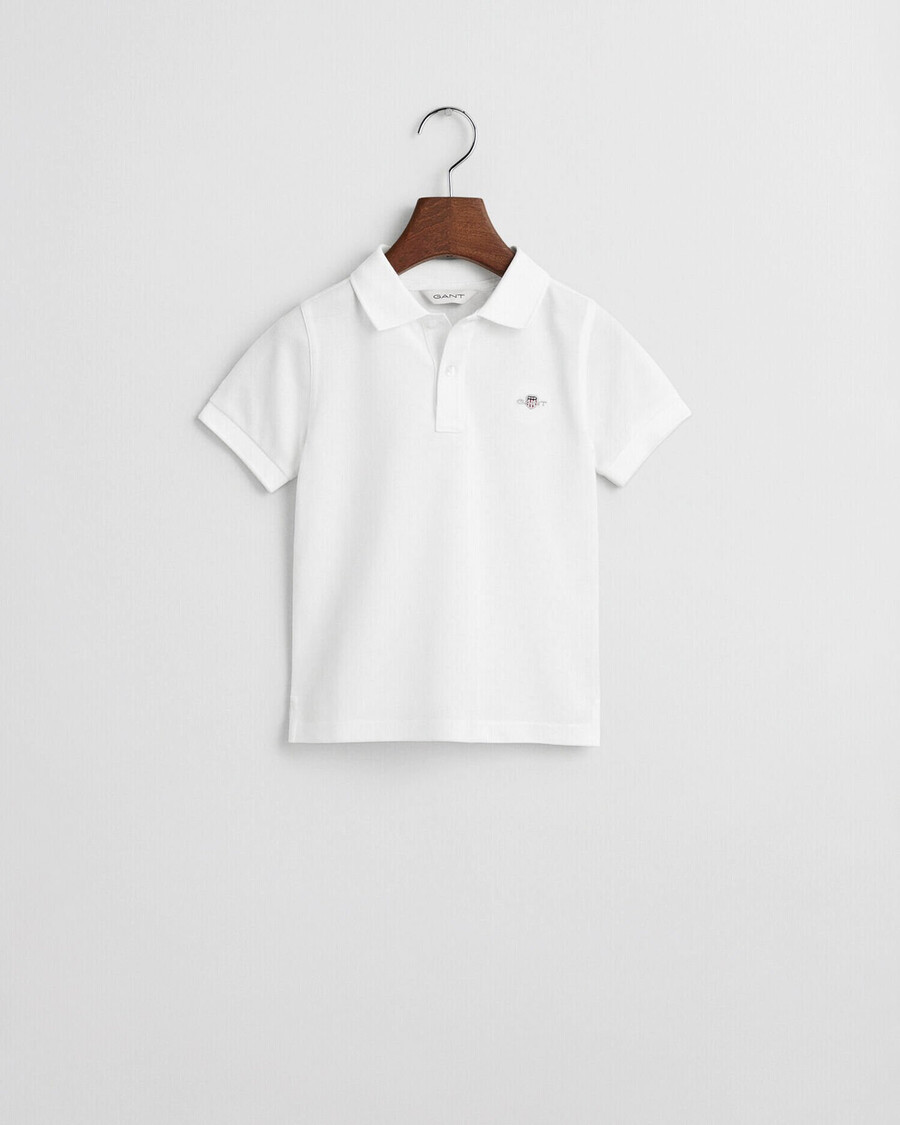 kinderpoloshirt van piqué met schildmotief - wit