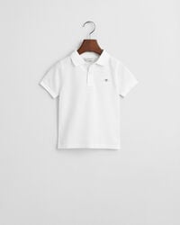 kinderpoloshirt van piqué met schildmotief - wit