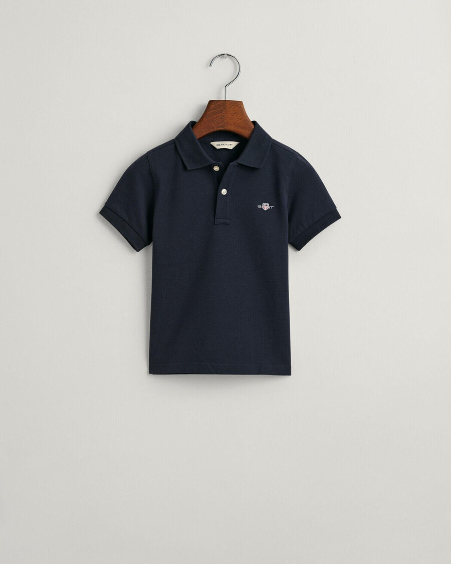 kinderpoloshirt van piqué met schildmotief - avondblauw