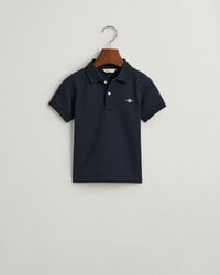 kinderpoloshirt van piqué met schildmotief - avondblauw