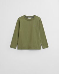 kinder t-shirt met lange mouwen en schildmotief - olijfgroen