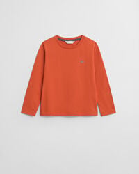 kinder t-shirt met lange mouwen en schildmotief - diep oranje