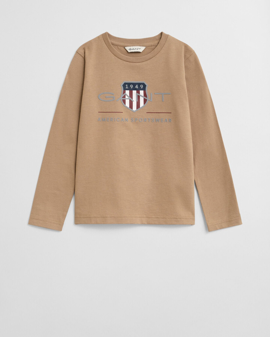 kinder archive shield t-shirt met lange mouwen - donker kaki