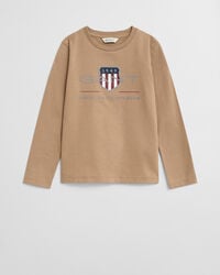 kinder archive shield t-shirt met lange mouwen - donker kaki