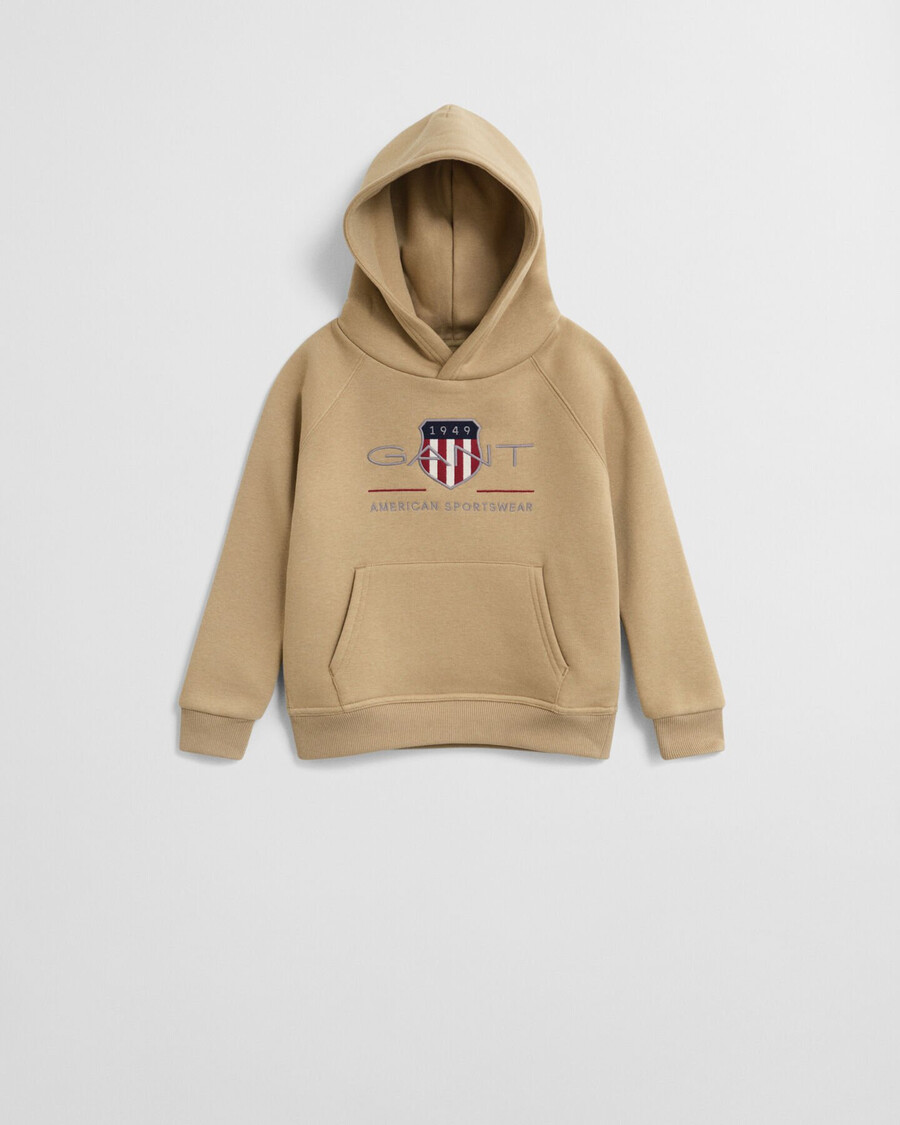 kids archive shield hoodie - donker kaki