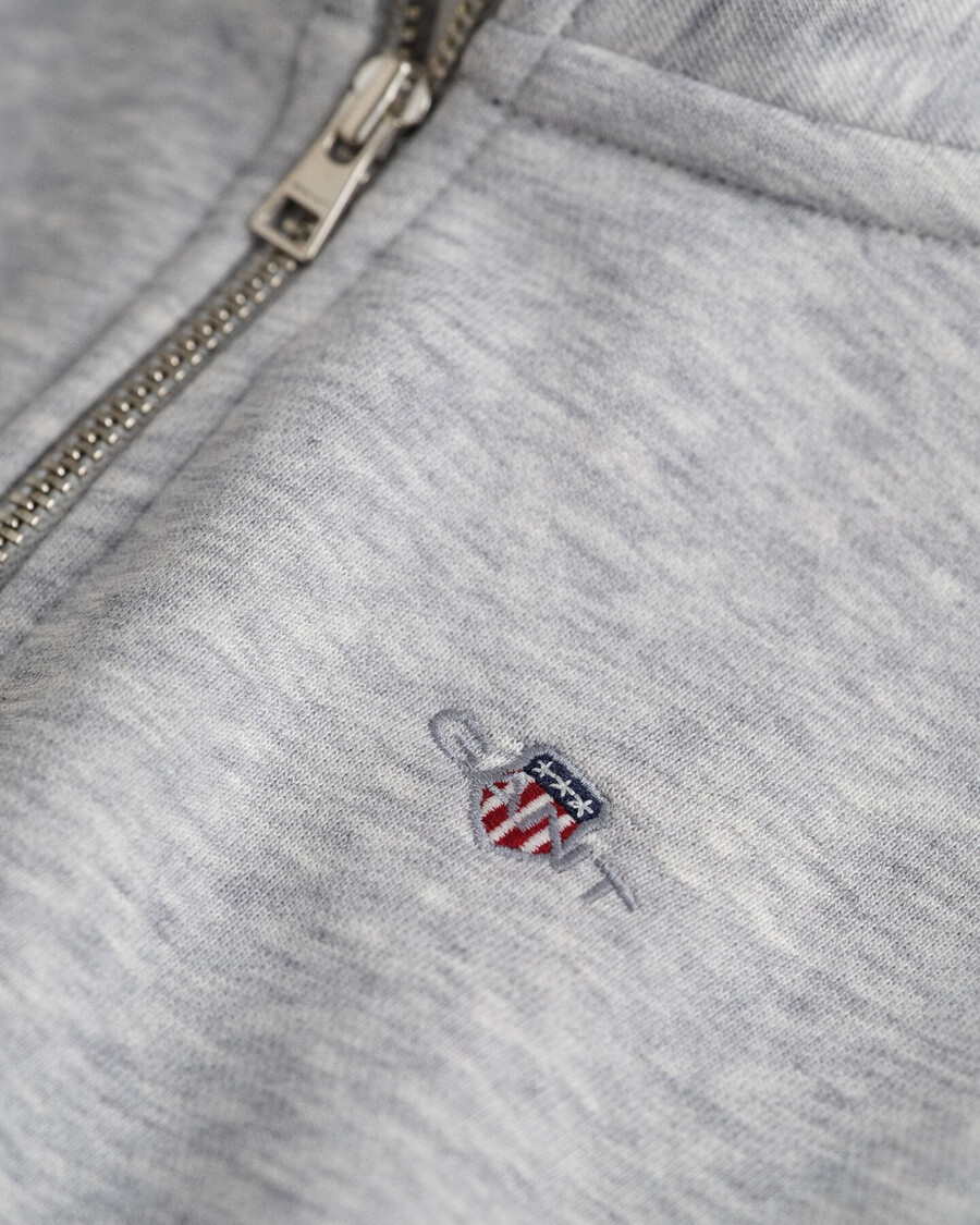 kindersweatshirt met halve rits en schildmotief - lichtgrijs gemêleerd