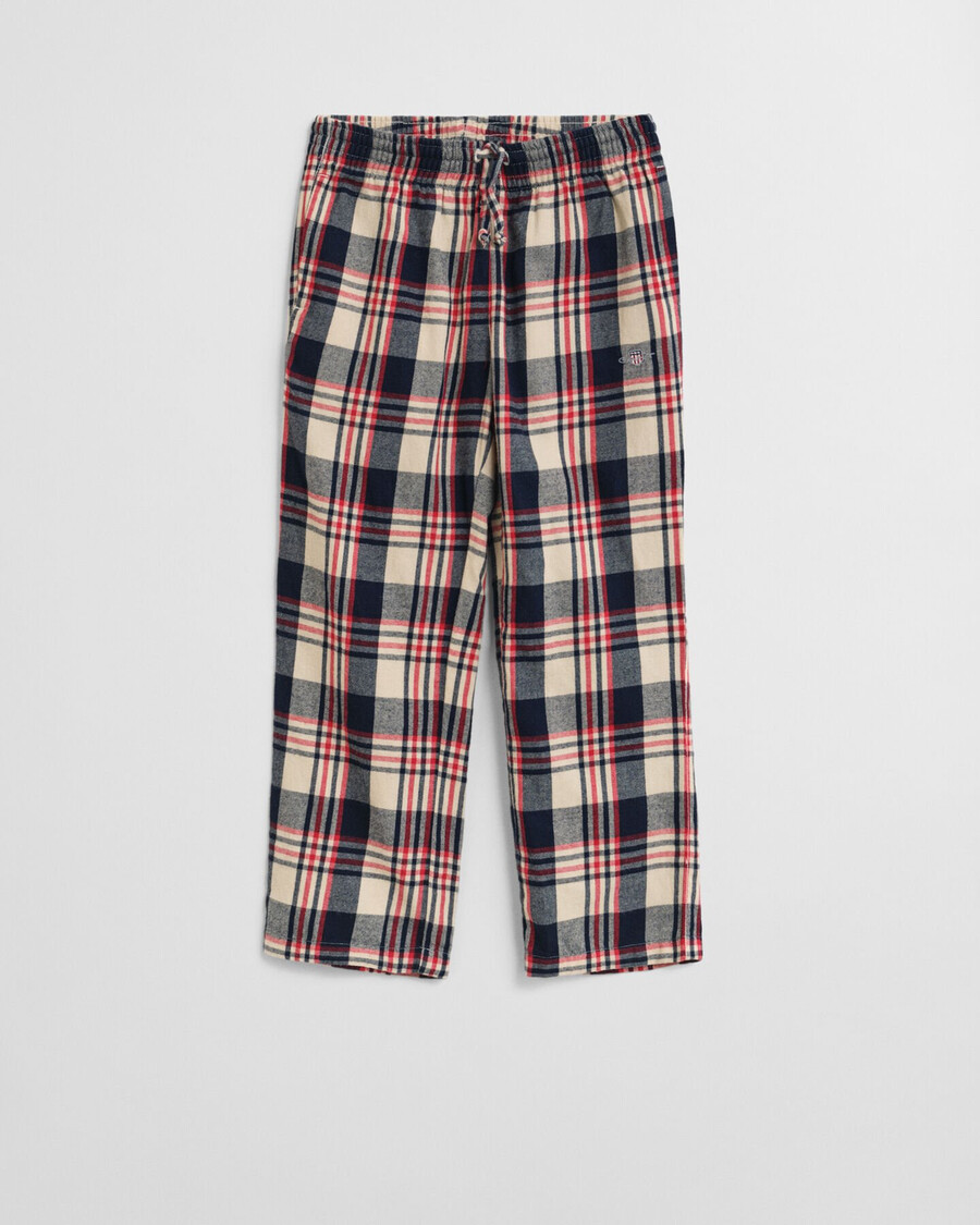 kinderpyjamabroek van geruit flanellen stof - robijnrood