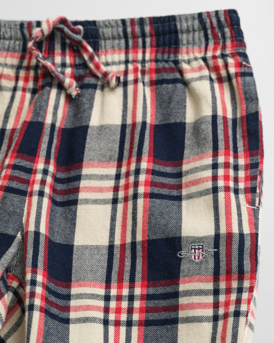 kinderpyjamabroek van geruit flanellen stof - robijnrood