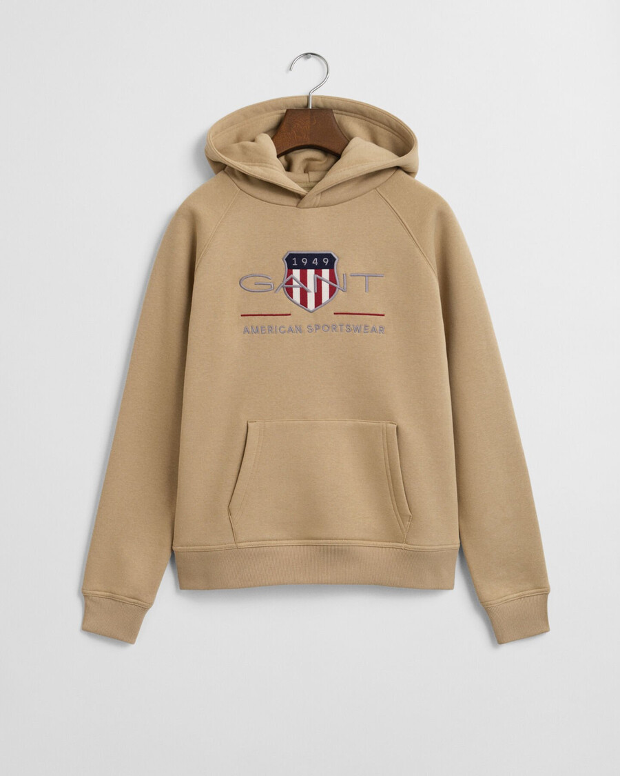 hoodie met schildmotief voor tieners - donker kaki