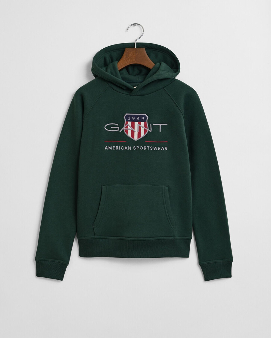 hoodie met schildmotief voor tieners - groen met ruitjespatroon