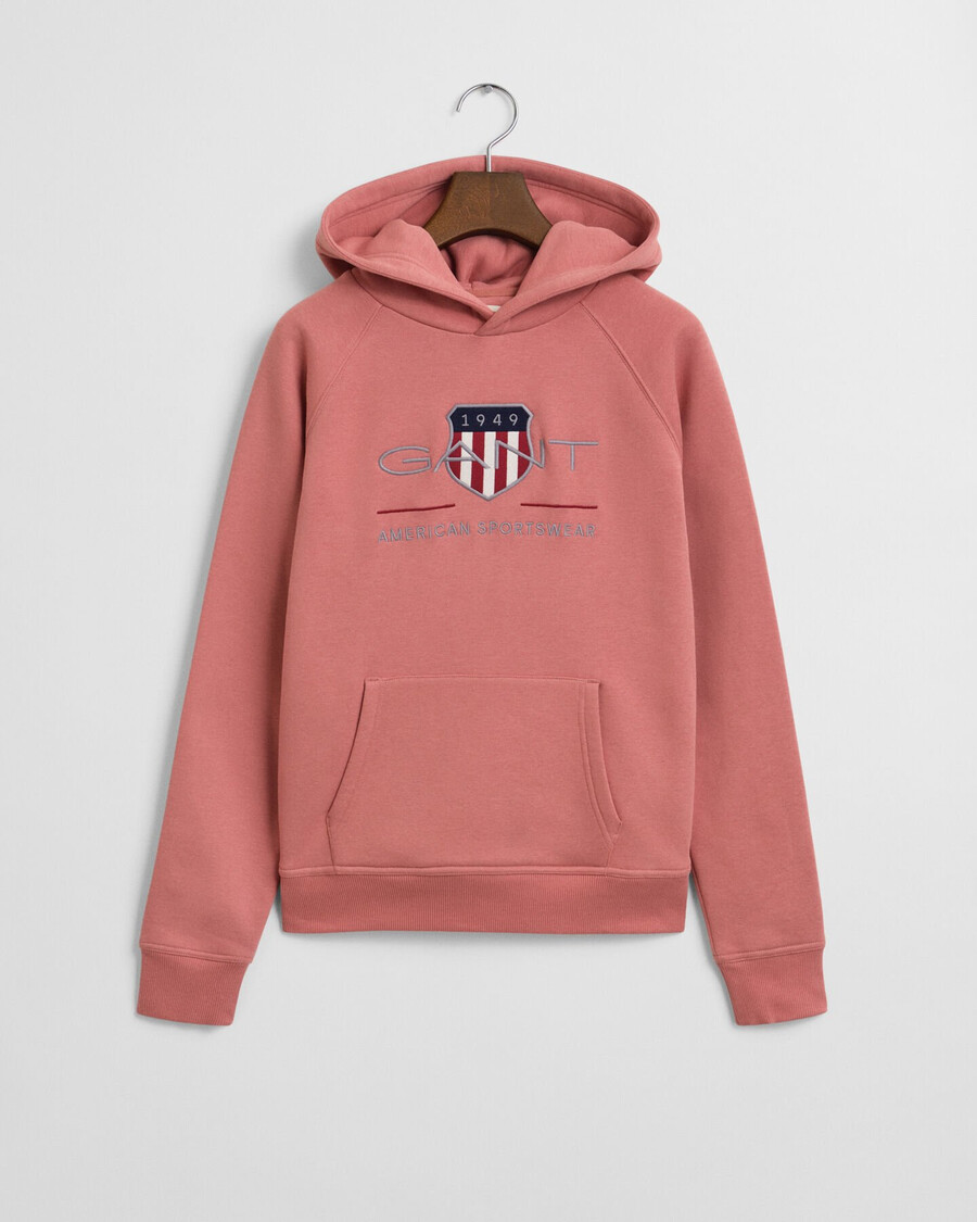 teens archive shield hoodie - faded brick