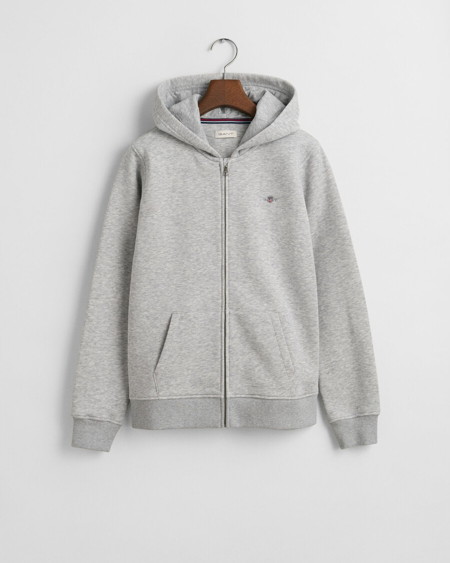 teens shield zip hoodie - lichtgrijs gemêleerd
