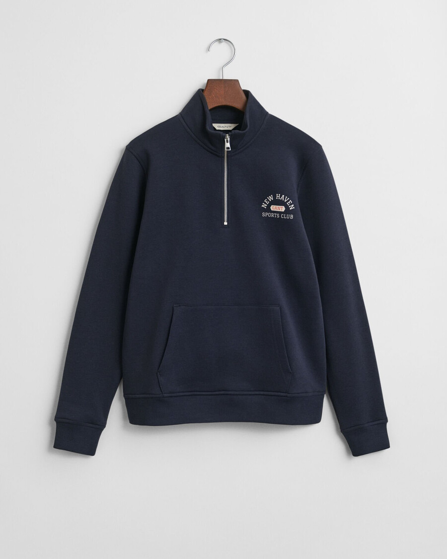 sweatshirt met grafische print en halve rits voor tieners - avondblauw