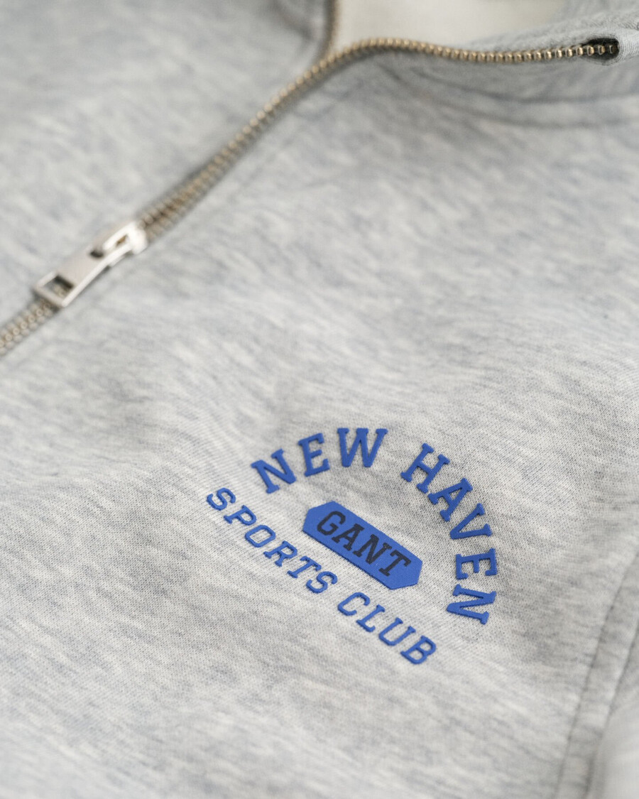 sweatshirt met grafische print en halve rits voor tieners - lichtgrijs gemêleerd