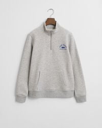 sweatshirt met grafische print en halve rits voor tieners - lichtgrijs gemêleerd