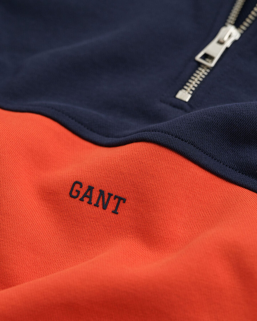 sweatshirt met halve rits en blokpatroon voor tieners - avondblauw