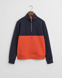 sweatshirt met halve rits en blokpatroon voor tieners - avondblauw