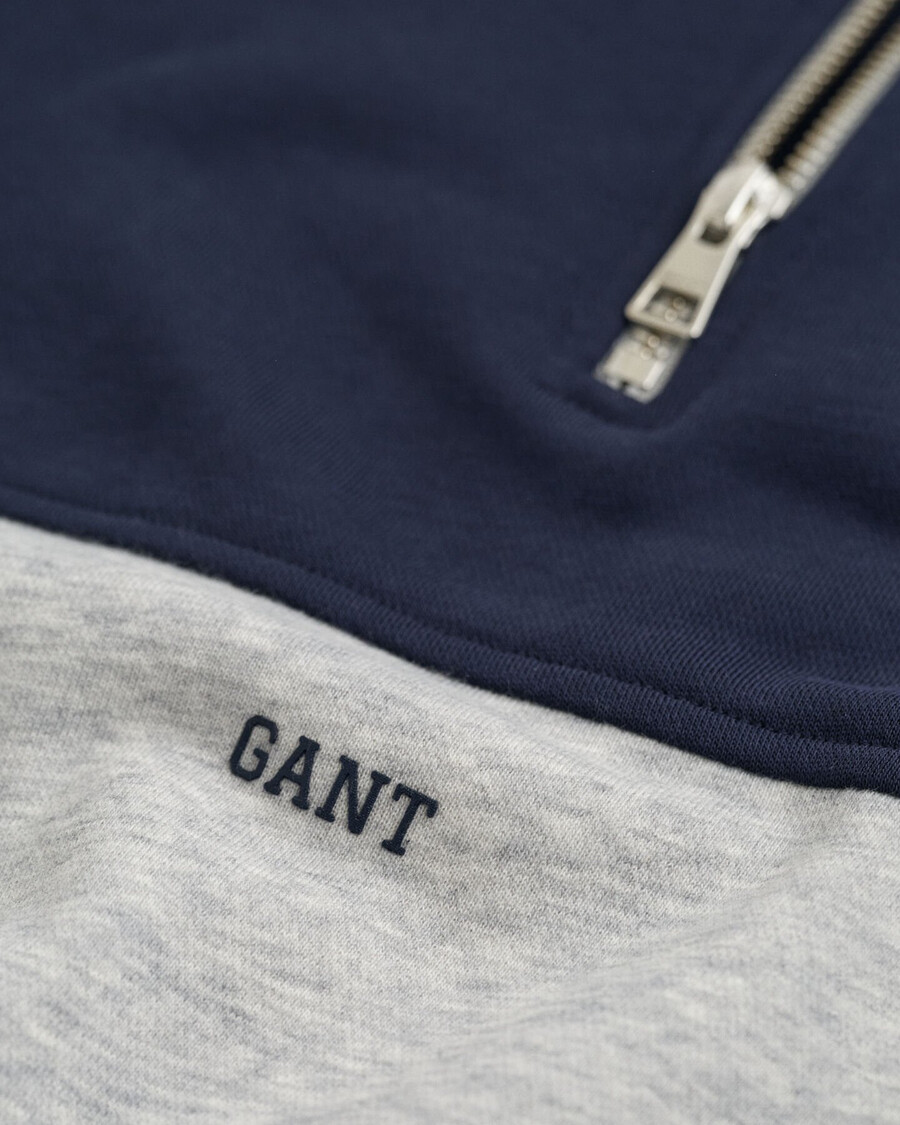 sweatshirt met halve rits en blokpatroon voor tieners - lichtgrijs gemêleerd