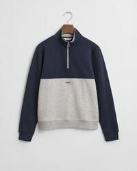 sweatshirt met halve rits en blokpatroon voor tieners - lichtgrijs gemêleerd