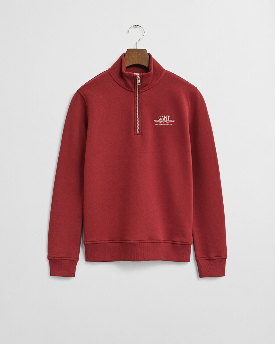sweatshirt met grafische print en halve rits voor tieners - plumped red