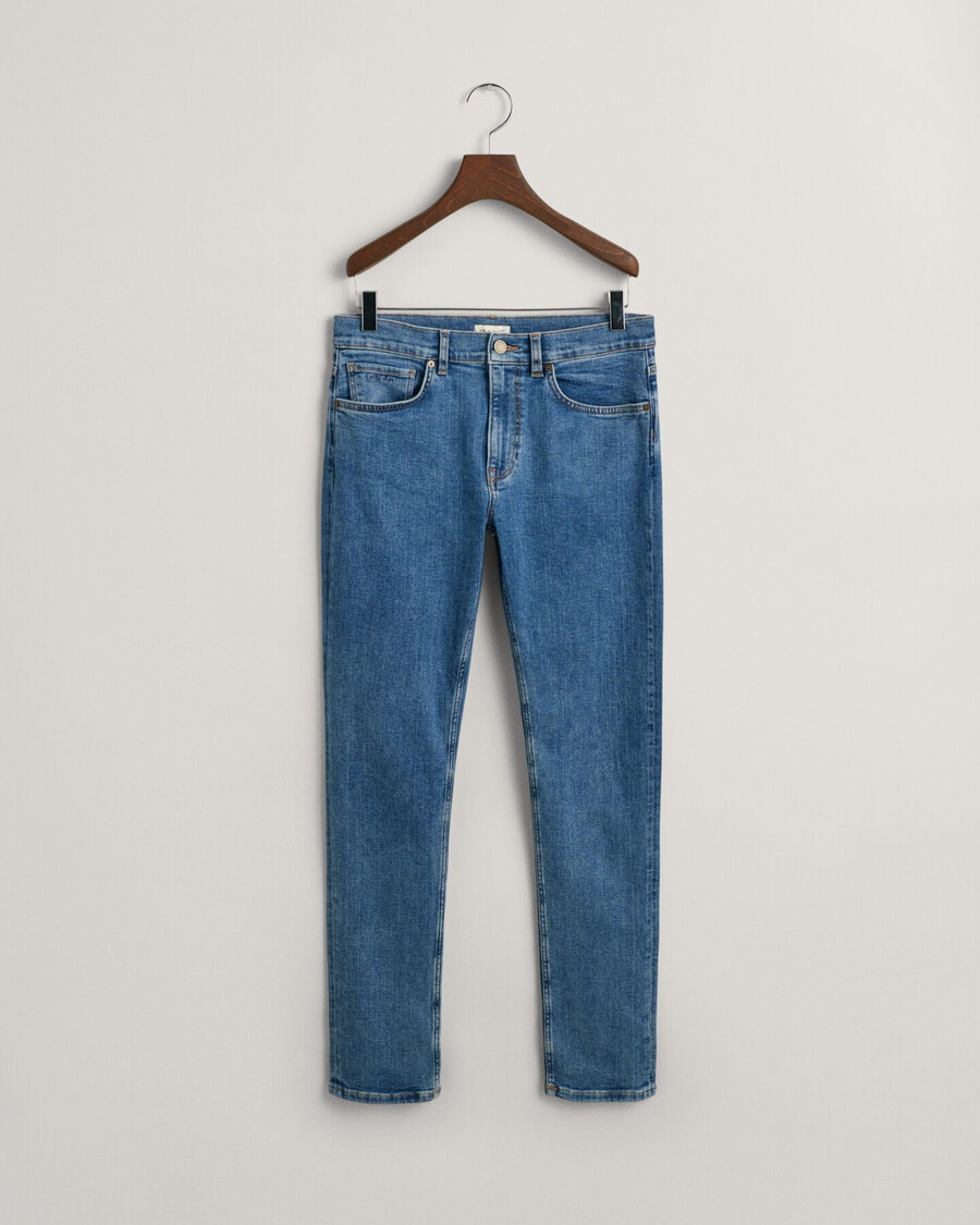 slim fit jeans voor tienerjongens - middelblauw