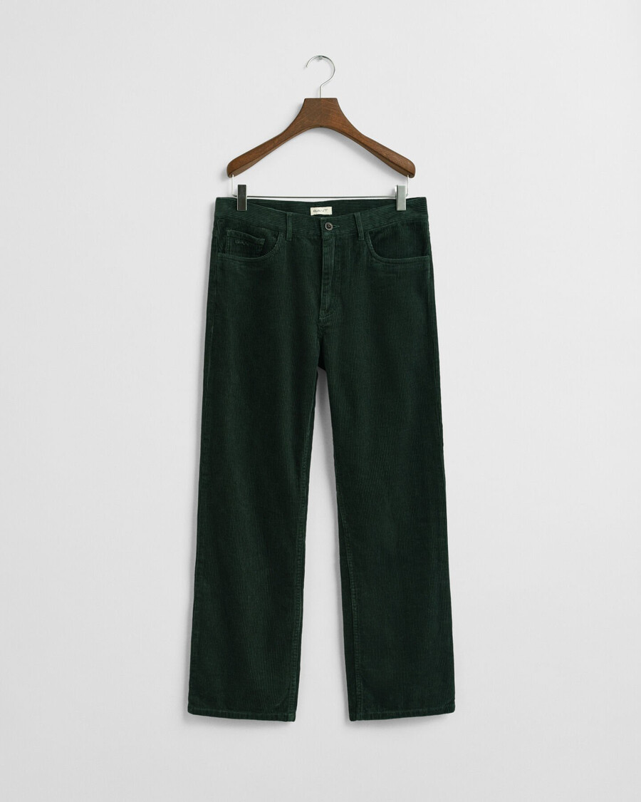 corduroy broek met 5 zakken voor tienerjongens - groen met ruitpatroon
