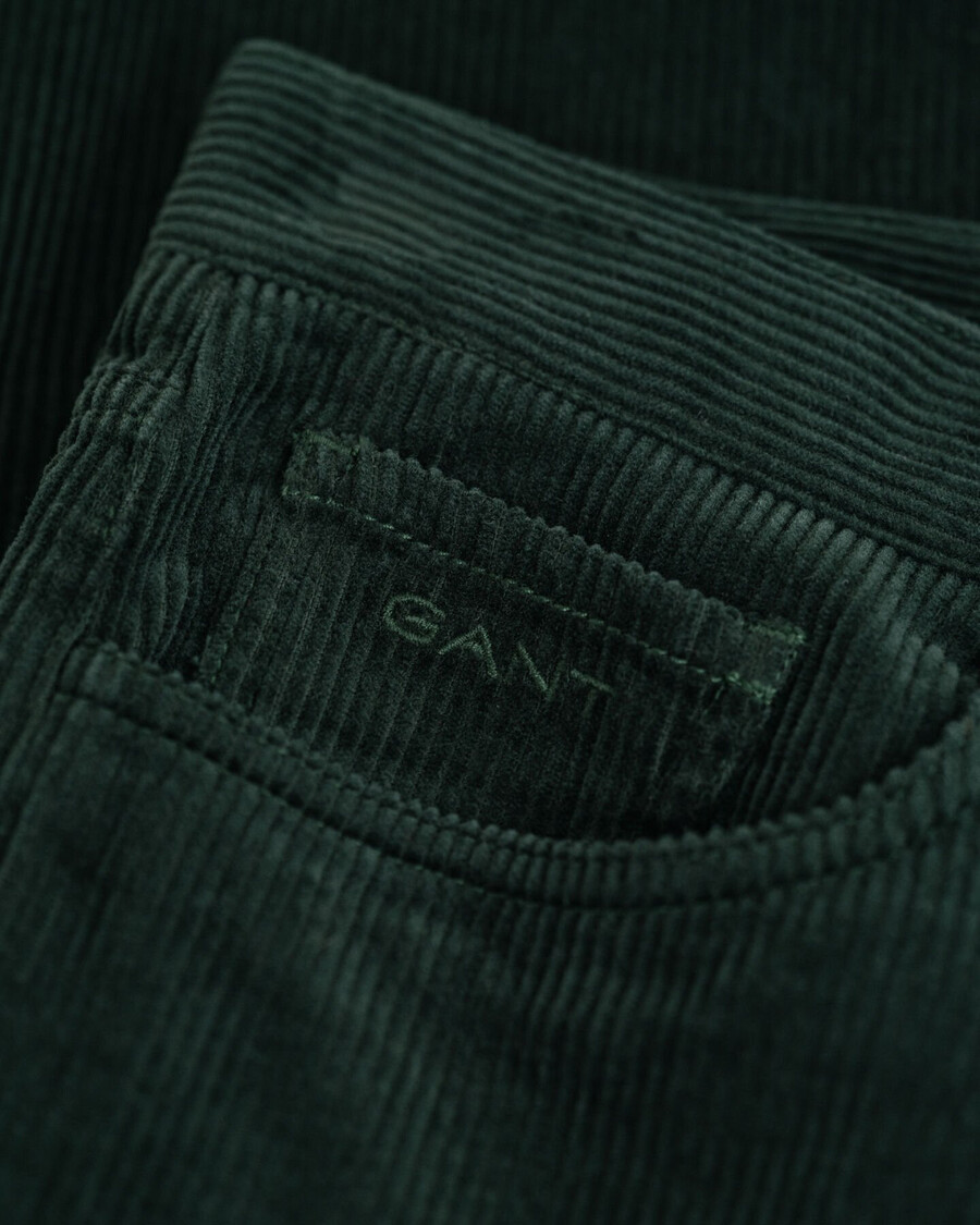 corduroy broek met 5 zakken voor tienerjongens - groen met ruitpatroon