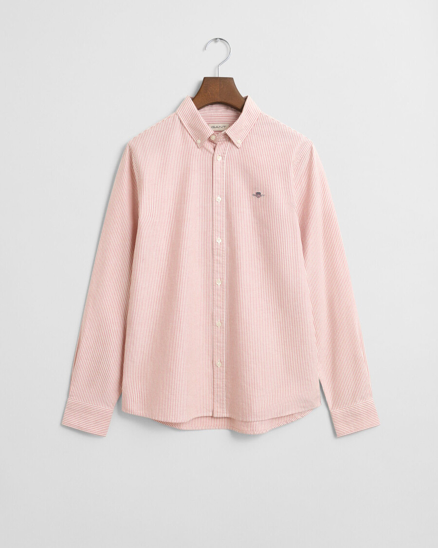 gestreept oxford-shirt voor tieners - diep oranje