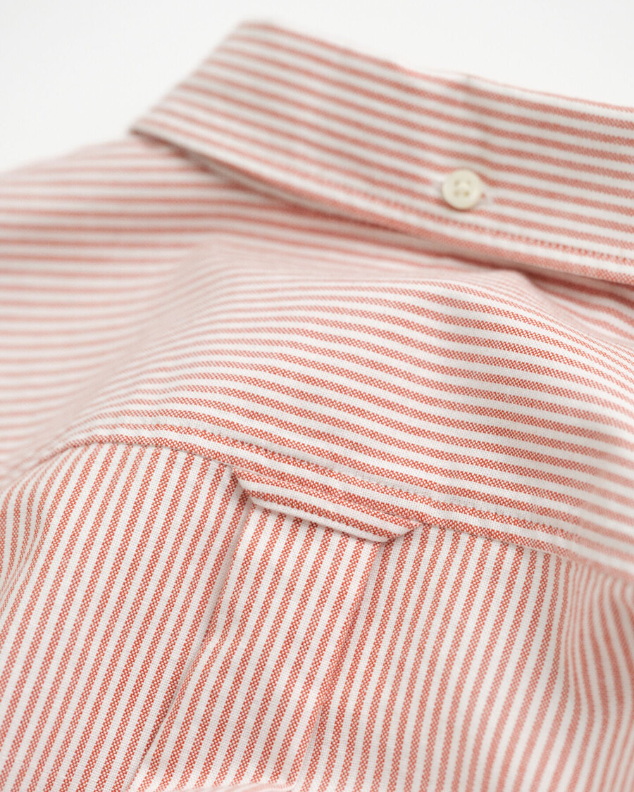 gestreept oxford-shirt voor tieners - diep oranje